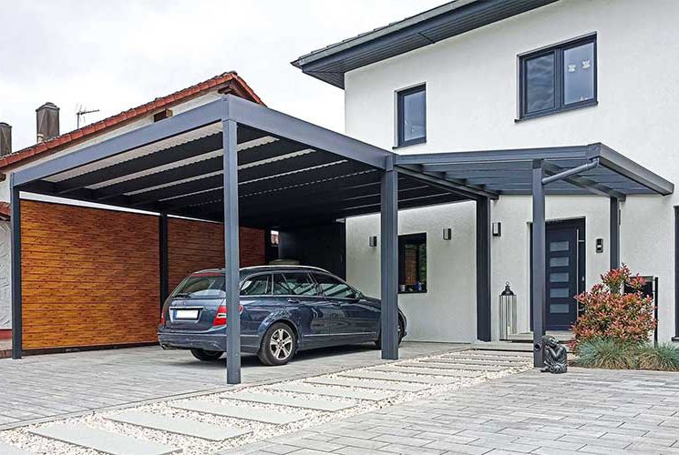 Corner pergola with car park
