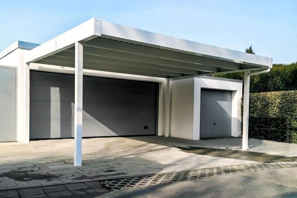 Freestanding carport with trapezoidal cover garage