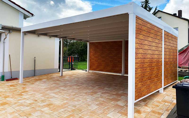 Carport for two cars with side walls
