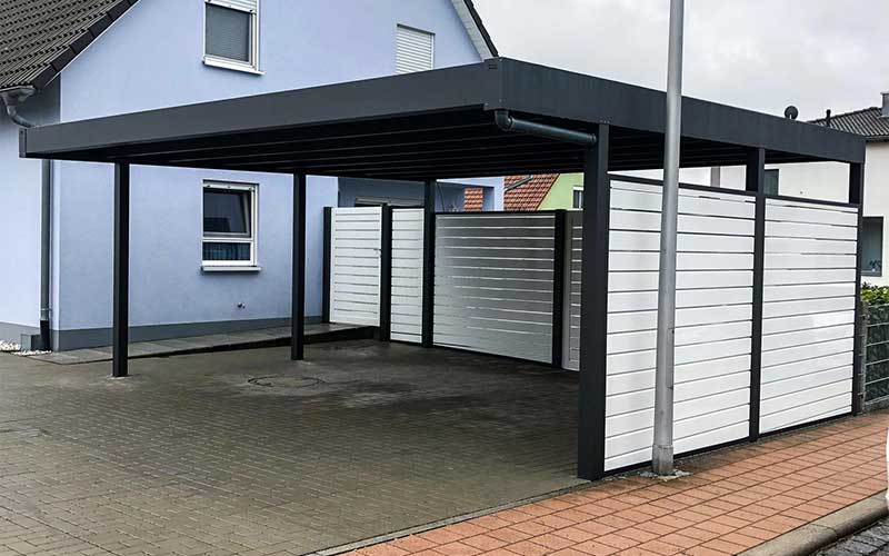 Carport with white side walls