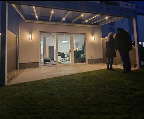 Wall-mounted canopy with integrated LED lighting in Dublin