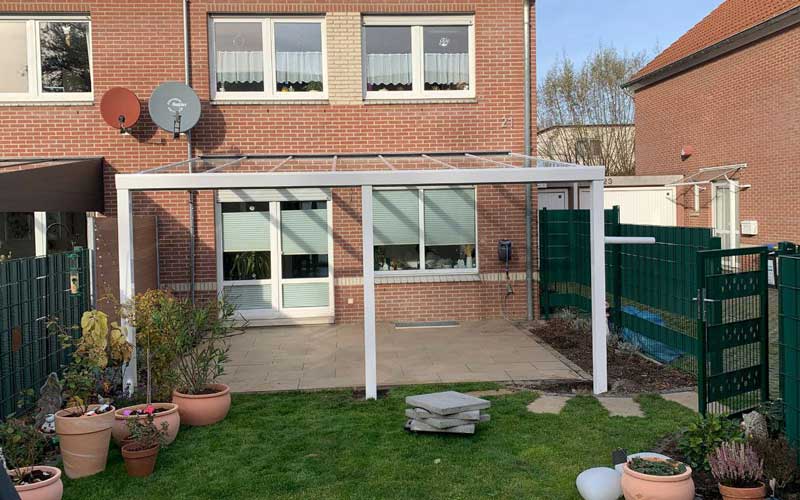 Pergola with white supports