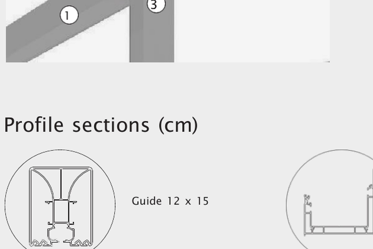 Main profile sections for ALISHA tensioned pergola
