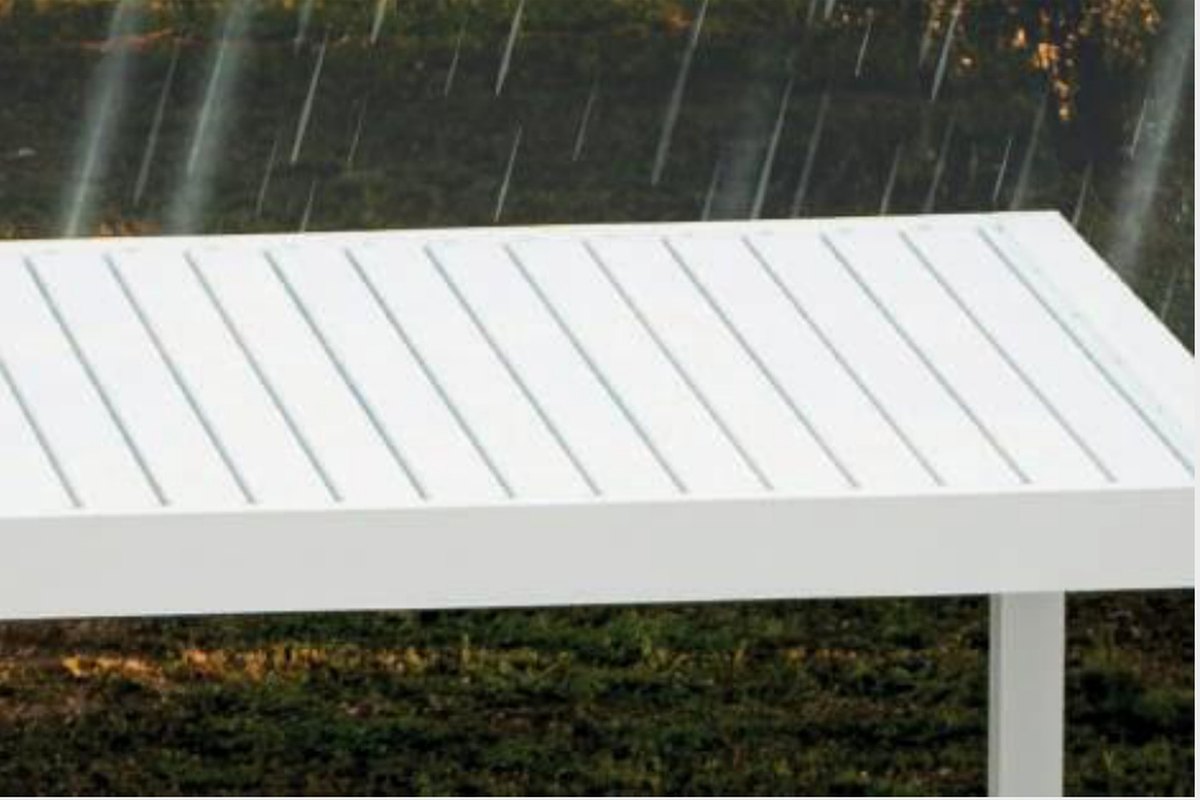 Bioclimatic pergola rain protection with closed roof