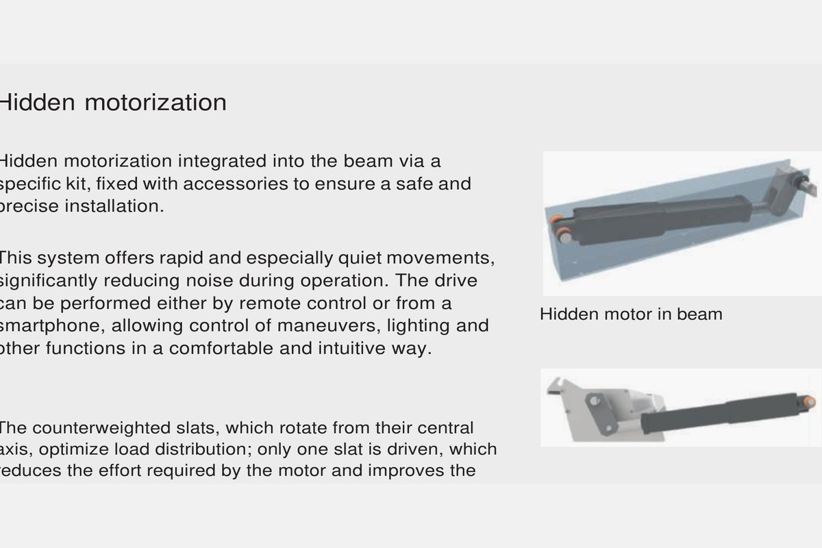 Hidden motorisation diagram for motorised louvered pergola