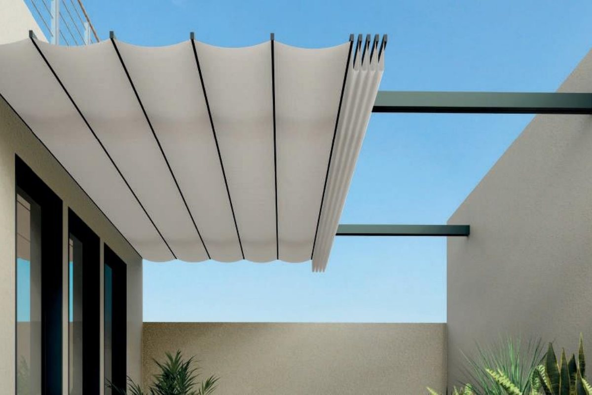 Between wall installation option for patio awning system