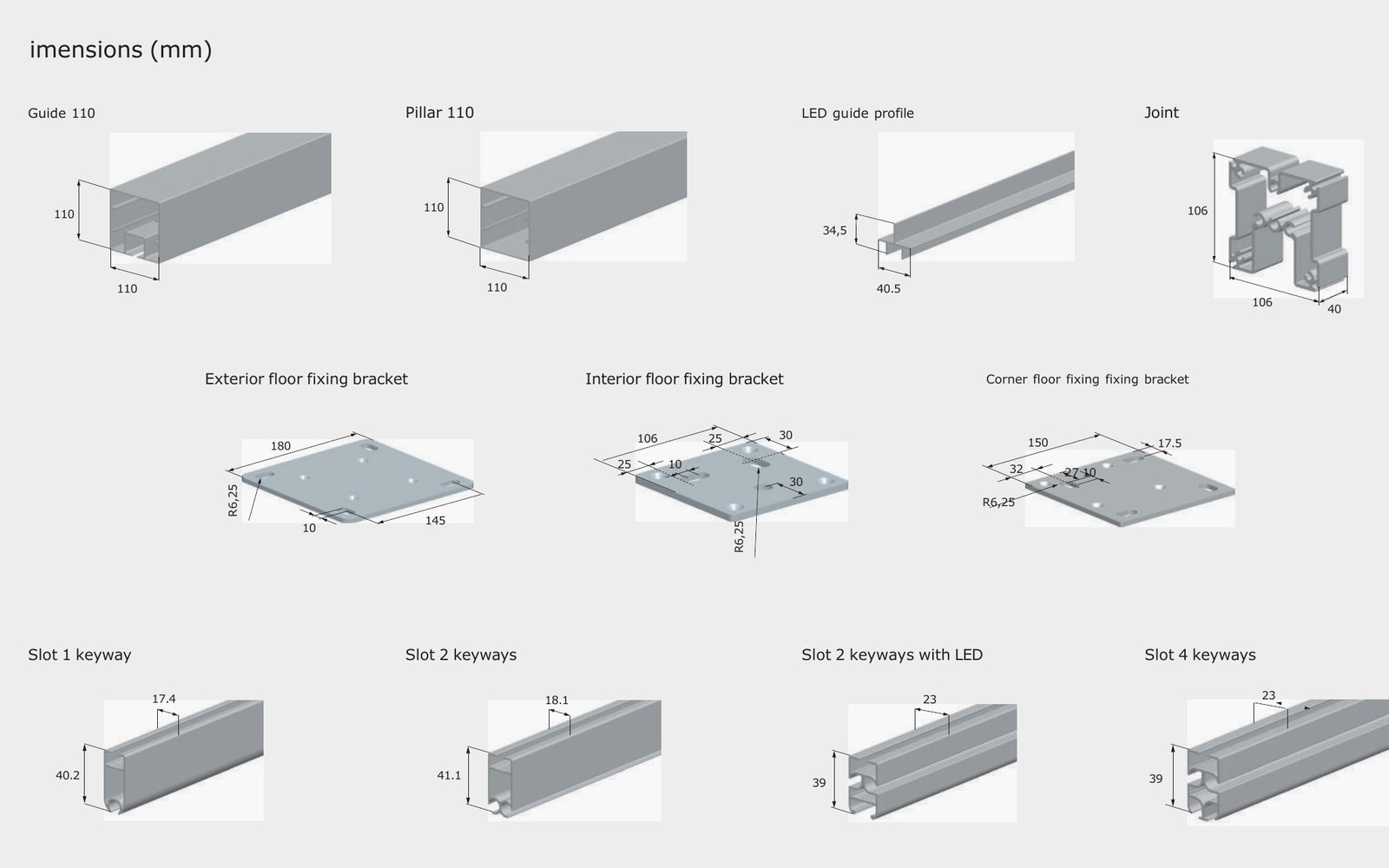 Profiles and fixing brackets for patio awning installation