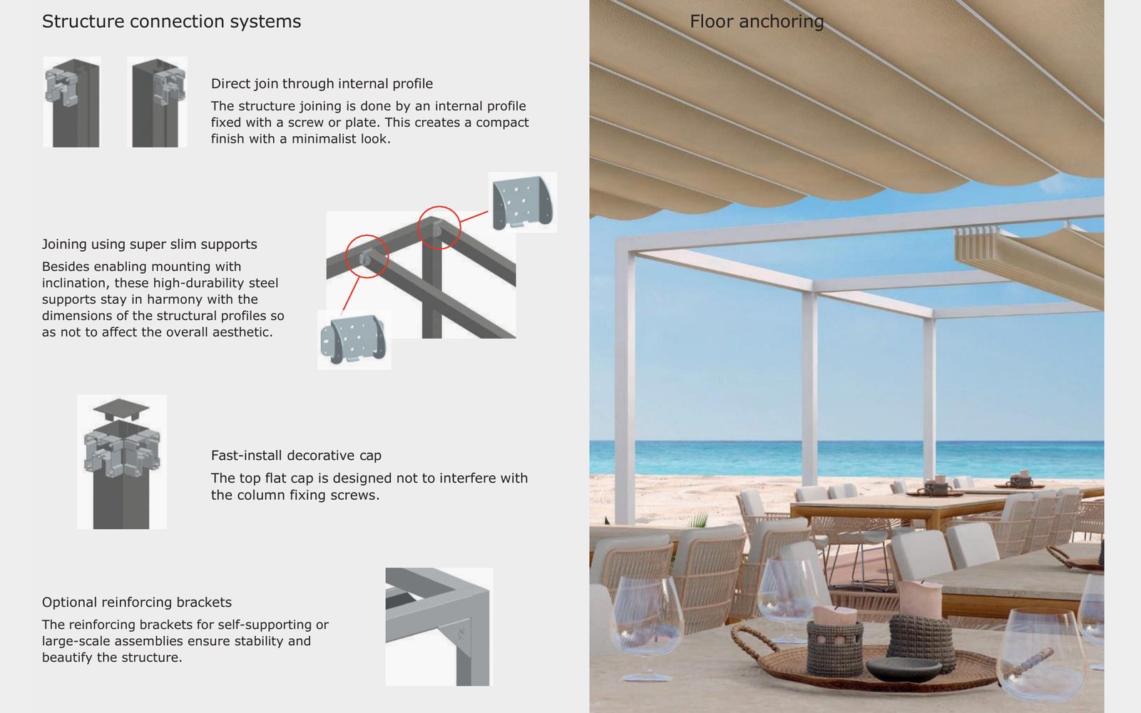 Structure connection systems for patio awning