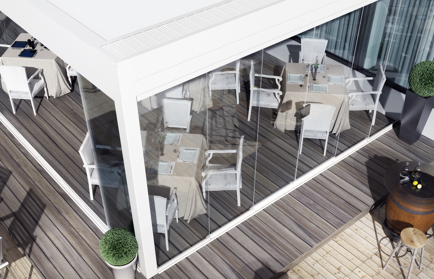 Armonia folding fabric and aluminium profile detail