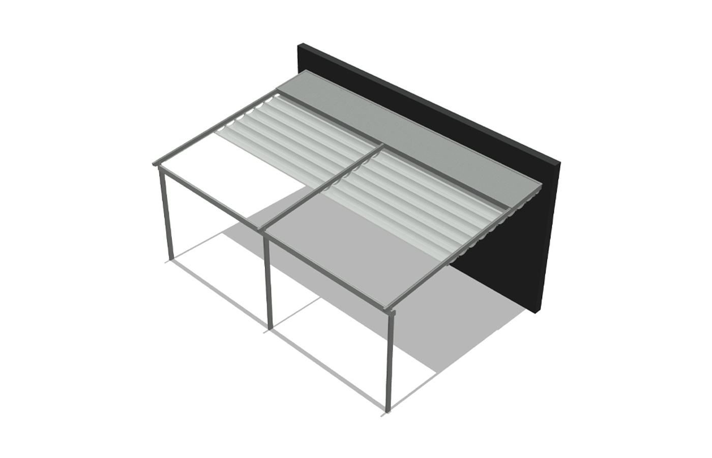 Double-module retractable pergola layout