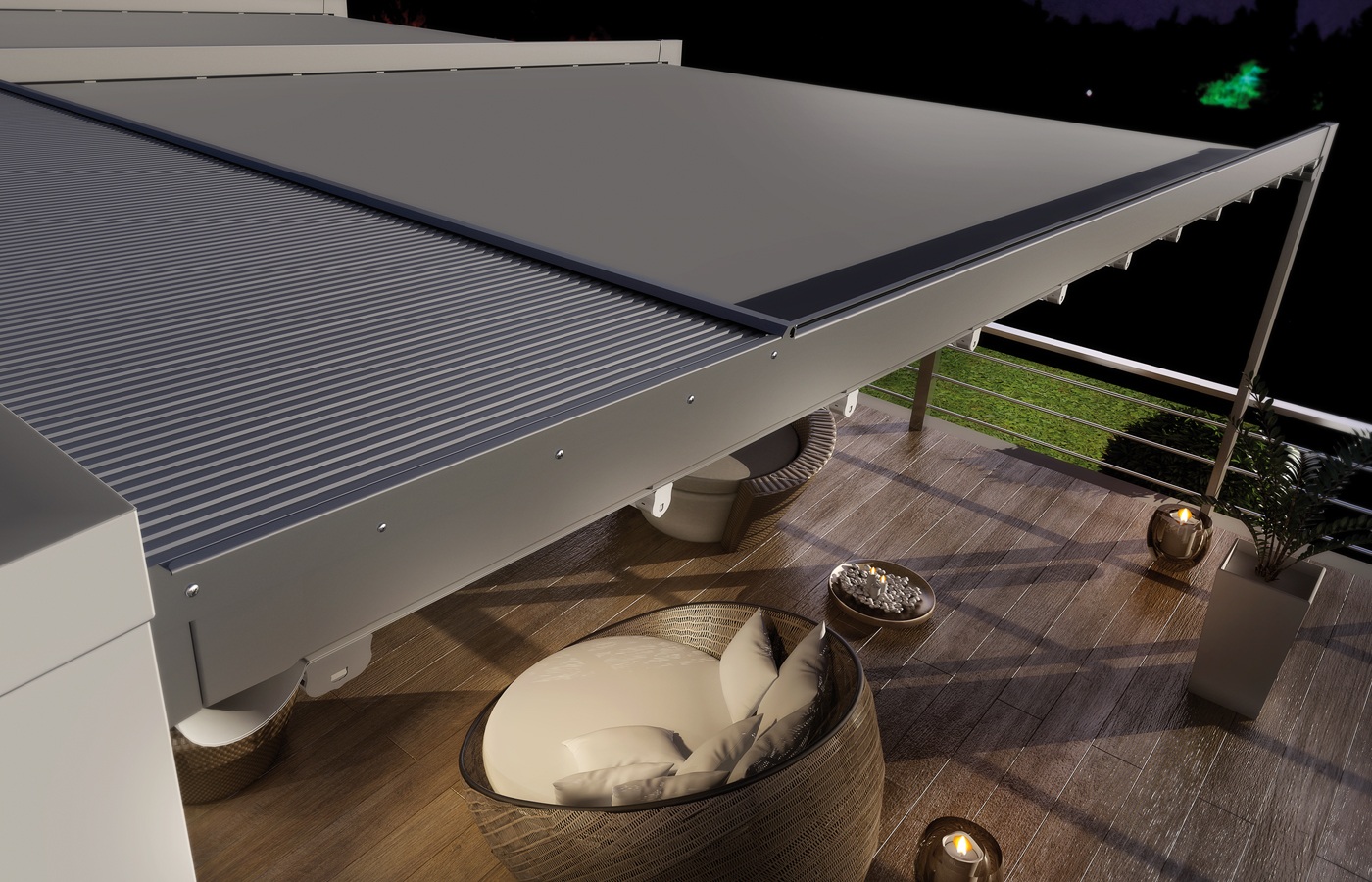 Even retractable fabric roof detail