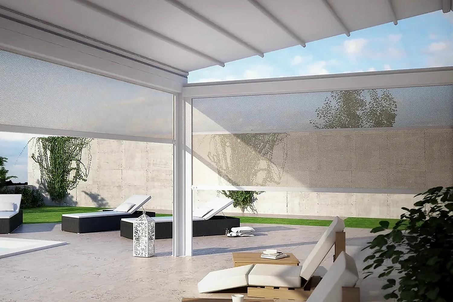 SOLAR PLUS guided vertical awning with double traction slats