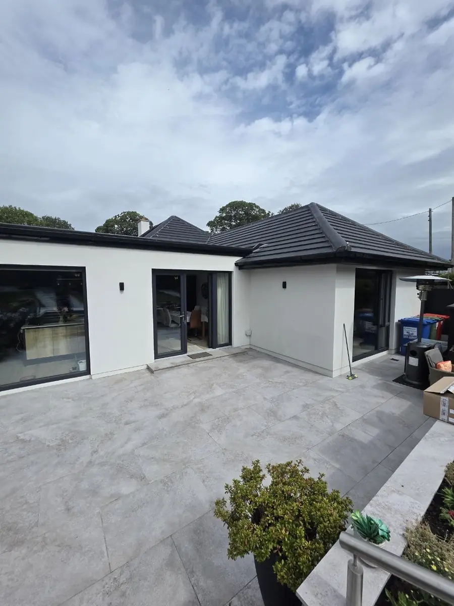 Rear tiled terrace in Middletown before the pergola installation