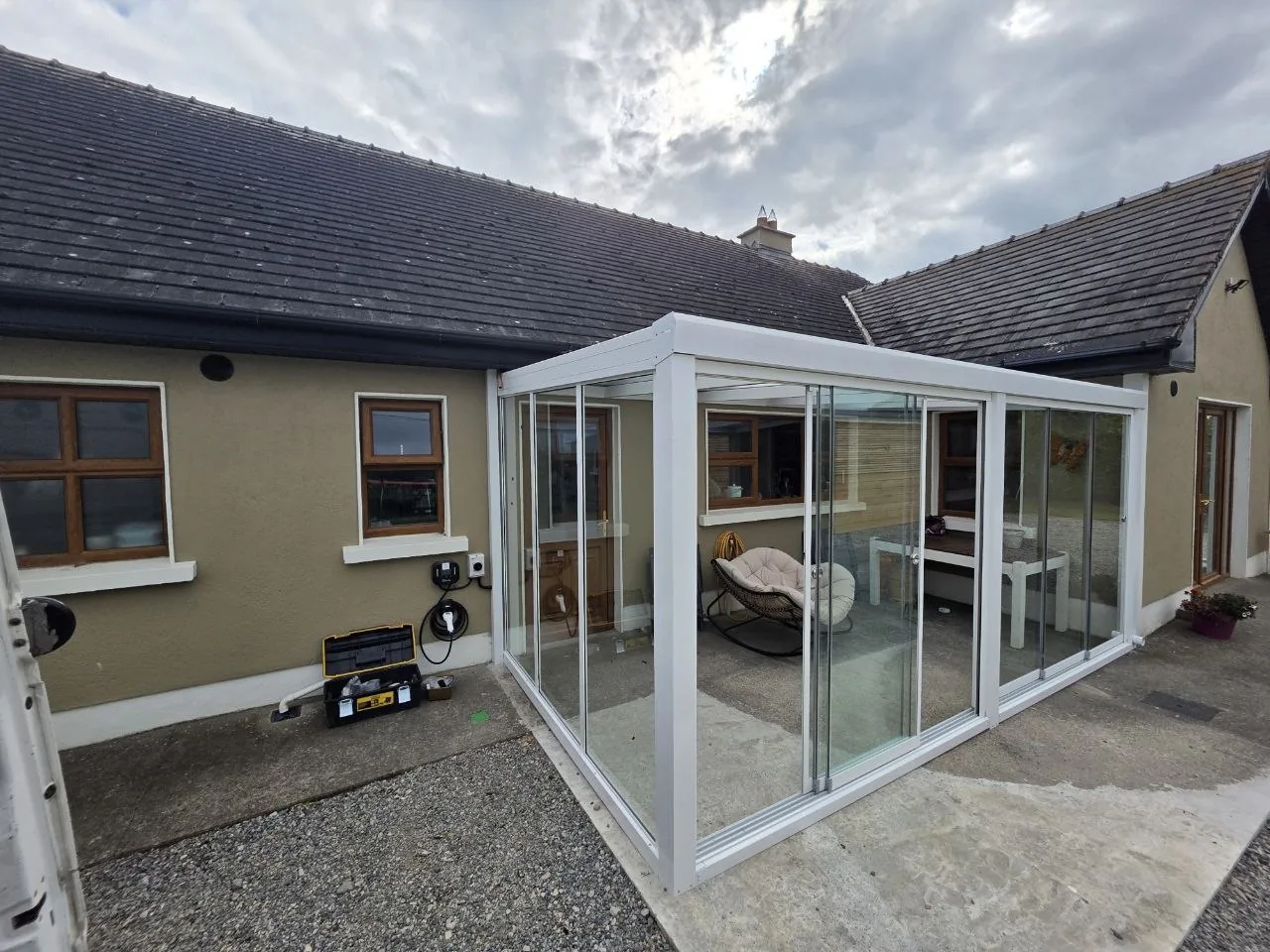 Angle view of the completed aluminium garden room at a residential property in Roscommon
