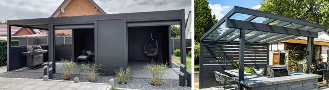 Aluminium BBQ canopy and covered outdoor cooking area