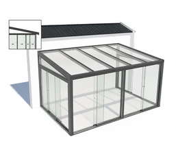 Sliding glass door system for aluminium canopy