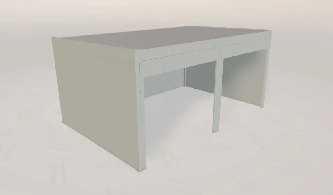 Initial 3D design for the enclosed aluminium storage shelter in Drogheda