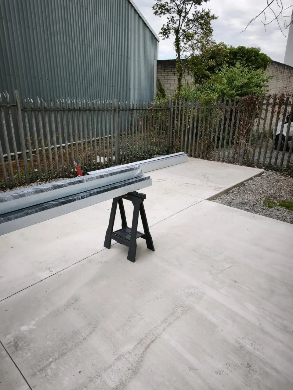 Prepared concrete area before installation of the Würth smoking shelter