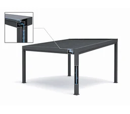 Integrated rainwater drainage in aluminium canopy