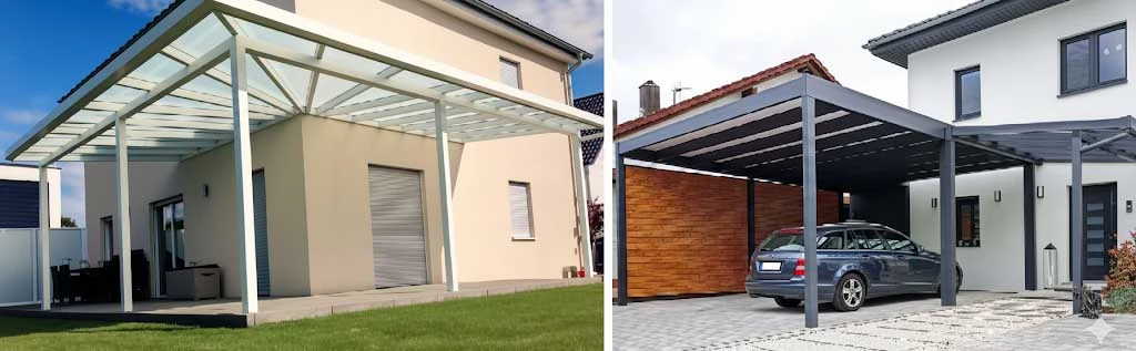 L-shaped corner aluminium pergola