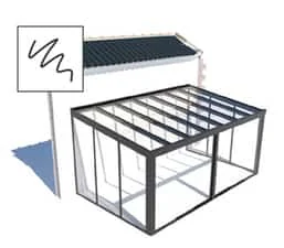 Laminated safety glass side wall panels for an aluminium garden room