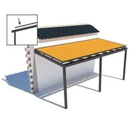 Over-roof awning for aluminium canopy