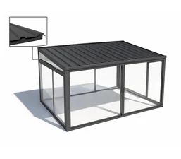 Trapezoidal sheet canopy roof with fleece backing