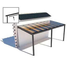 Under-roof awning for aluminium canopy