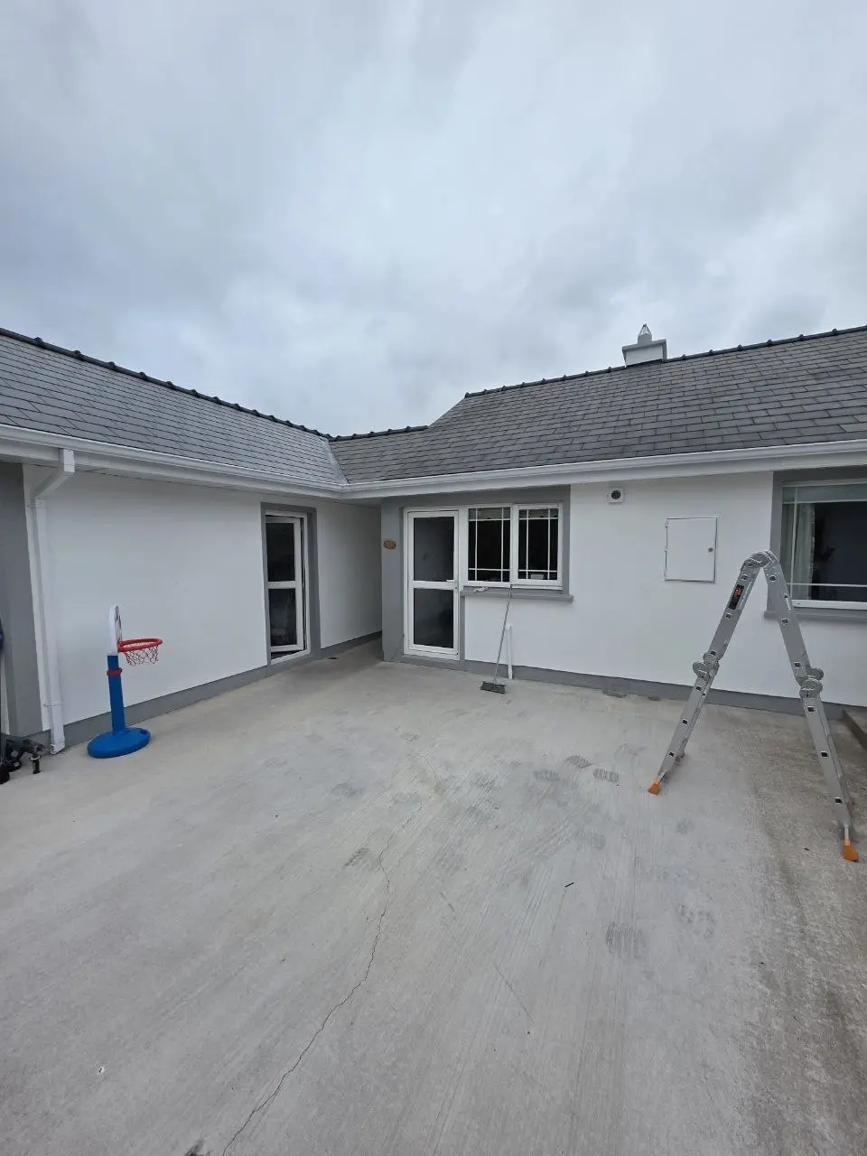 Rear outdoor area before installation of the aluminium patio canopy in County Leitrim