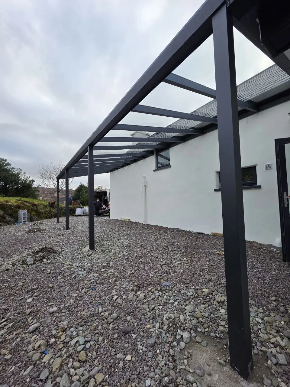 Aluminium roof frame before glass installation at the Bantry property
