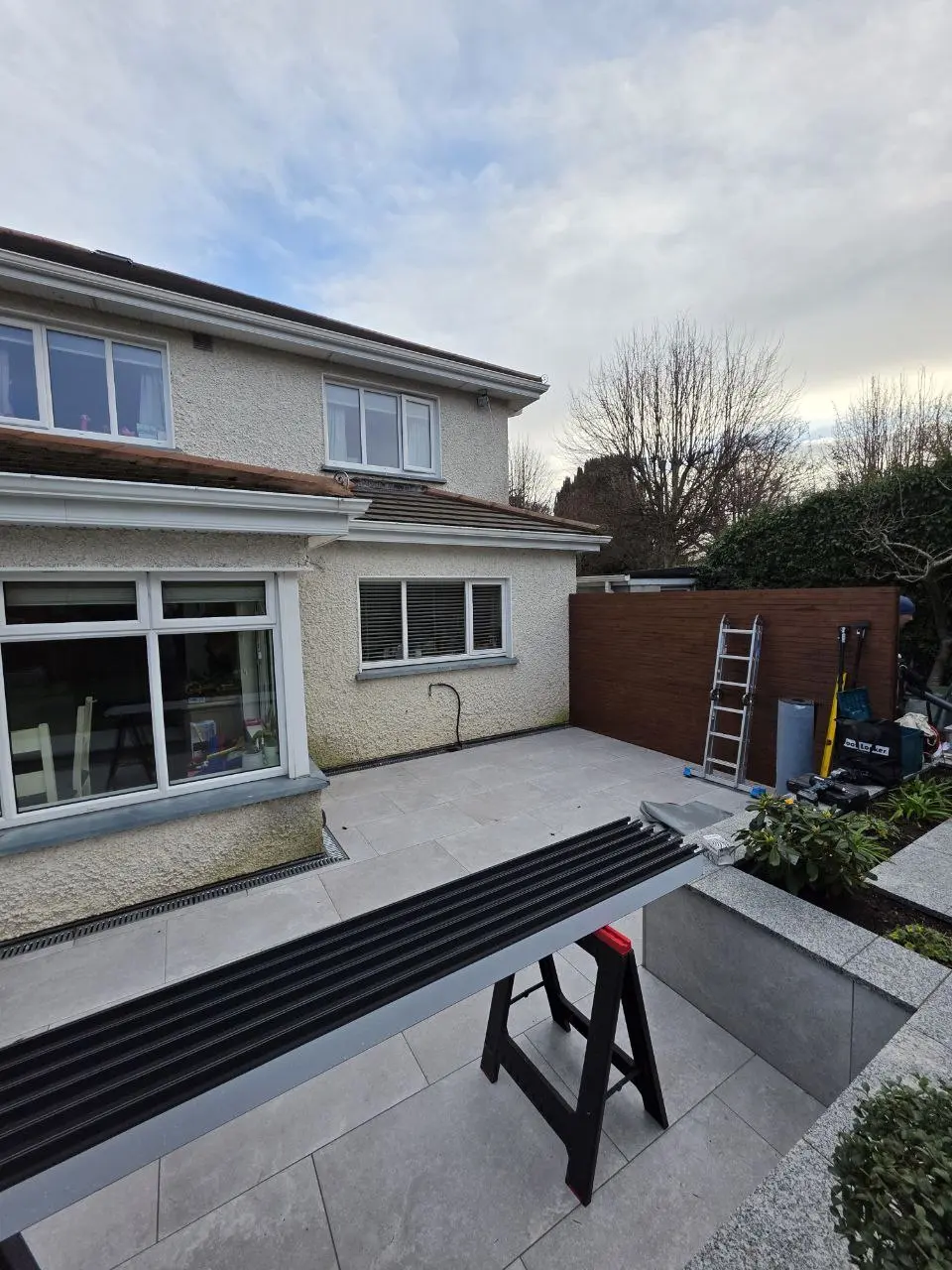 Rear patio in Greystones before installation of the aluminium pergola