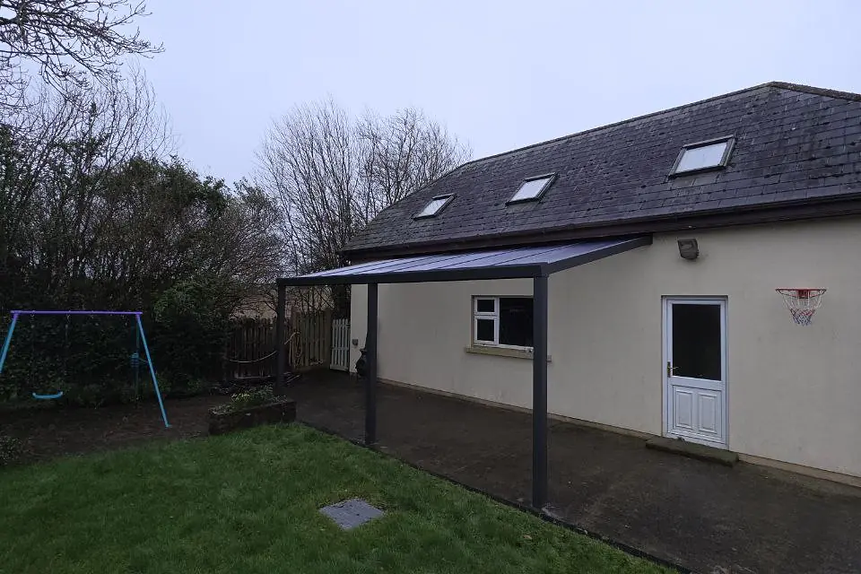Wall-mounted polycarbonate pergola completed in Ballymacoonogue, County Wexford